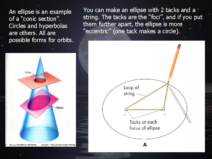 An ellipse is an example of a “conic section”. Circles and hyperbolas are others.