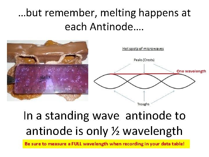 …but remember, melting happens at each Antinode…. In a standing wave antinode to antinode