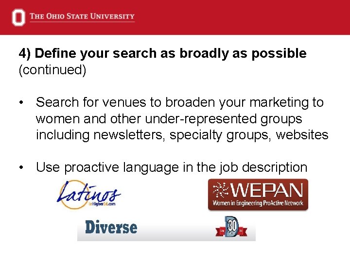 4) Define your search as broadly as possible (continued) • Search for venues to