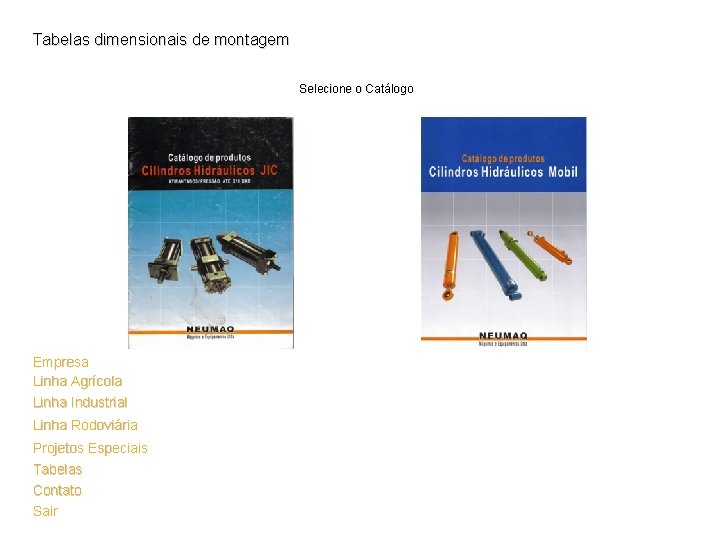 Tabelas dimensionais de montagem Selecione o Catálogo Empresa Linha Agrícola Linha Industrial Linha Rodoviária