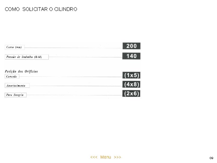 COMO SOLICITAR O CILINDRO <<< Menu >>> 09 