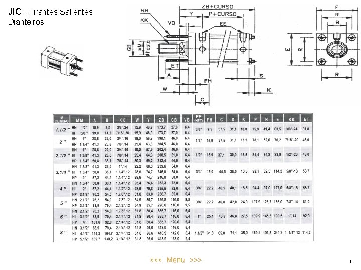 JIC - Tirantes Salientes Dianteiros <<< Menu >>> 16 