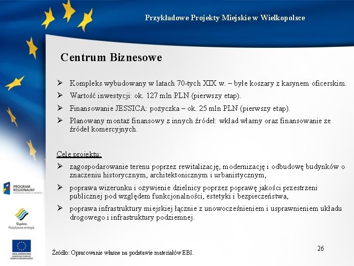 Przykładowe Projekty Miejskie w Wielkopolsce Centrum Biznesowe Ø Kompleks wybudowany w latach 70 -tych