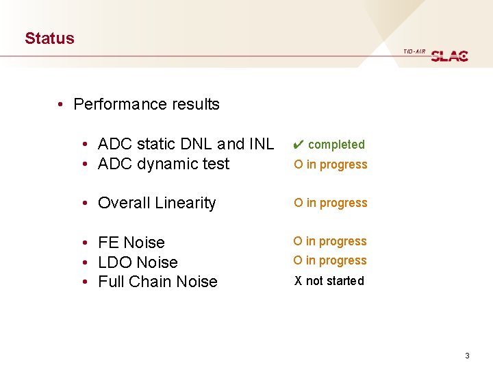 Status TID-AIR • Performance results • ADC static DNL and INL • ADC dynamic