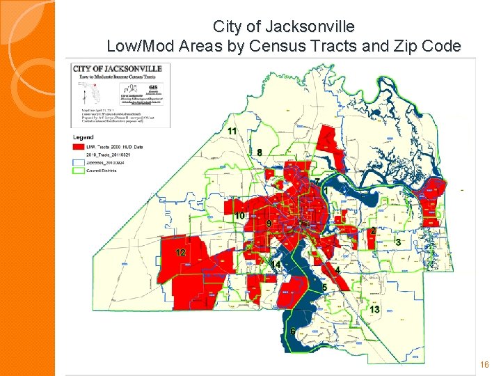 City of Jacksonville Low/Mod Areas by Census Tracts and Zip Code 16 