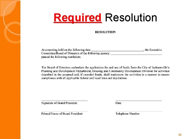 Required Resolution 40 