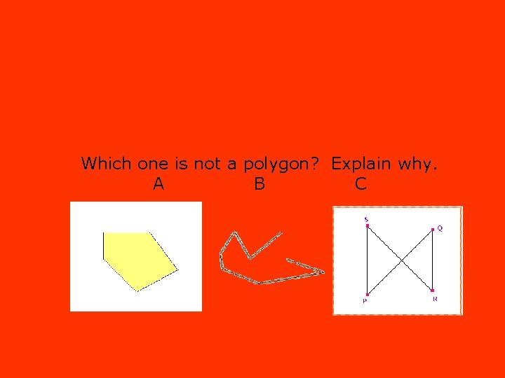 Which one is not a polygon? Explain why. A B C 