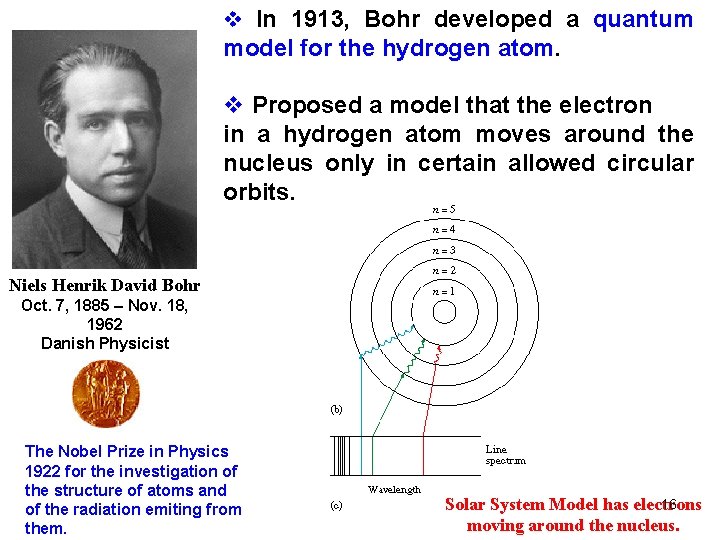 v In 1913, Bohr developed a quantum model for the hydrogen atom. v Proposed