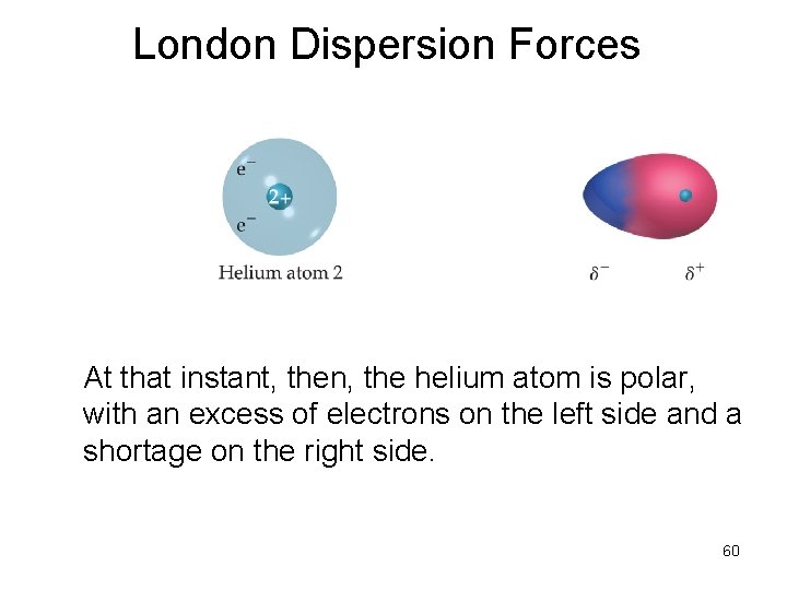 London Dispersion Forces At that instant, then, the helium atom is polar, with an