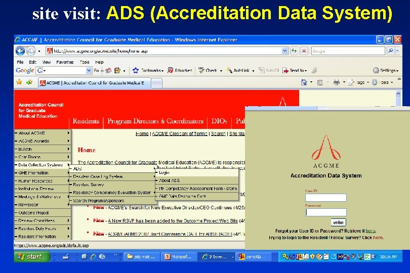 site visit: ADS (Accreditation Data System) 