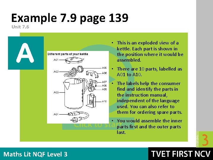 Example 7. 9 page 139 Unit 7. 6 • This is an exploded view