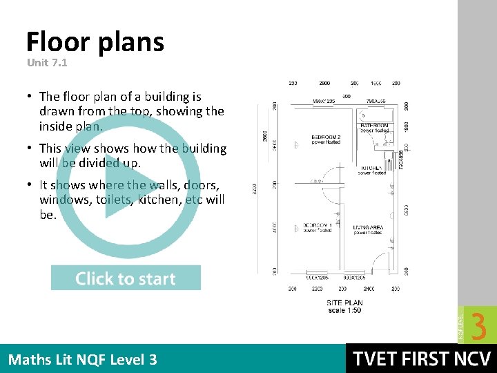 Floor plans Unit 7. 1 • The floor plan of a building is drawn