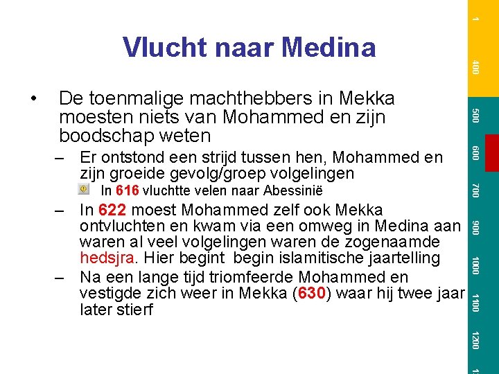 1 • In 616 vluchtte velen naar Abessinië 900 1000 1100 – In 622