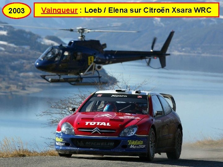 2003 Vainqueur : Loeb / Elena sur Citroën Xsara WRC 