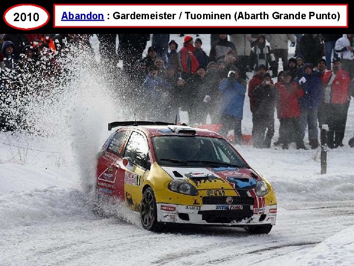 2010 Abandon : Gardemeister / Tuominen (Abarth Grande Punto) 