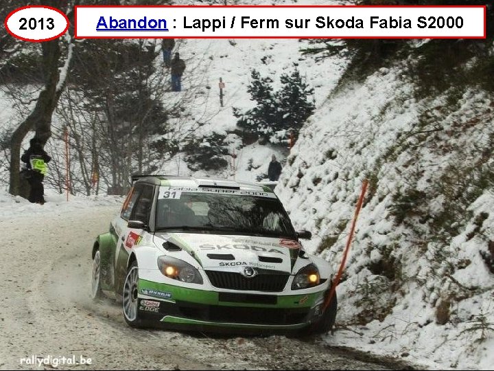 2013 Abandon : Lappi / Ferm sur Skoda Fabia S 2000 