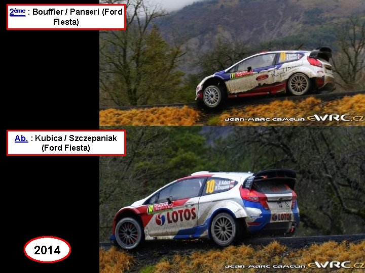 2ème : Bouffier / Panseri (Ford Fiesta) Ab. : Kubica / Szczepaniak (Ford Fiesta)