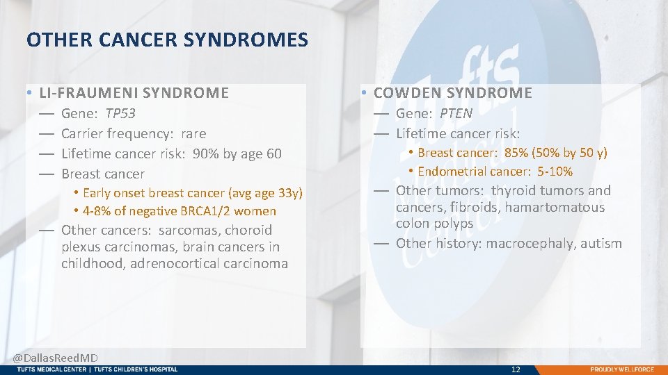 CANCER GENETICS FOR THE OBGYN DALLAS REED MD