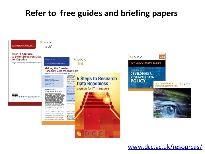 Refer to free guides and briefing papers www. dcc. ac. uk/resources/ 