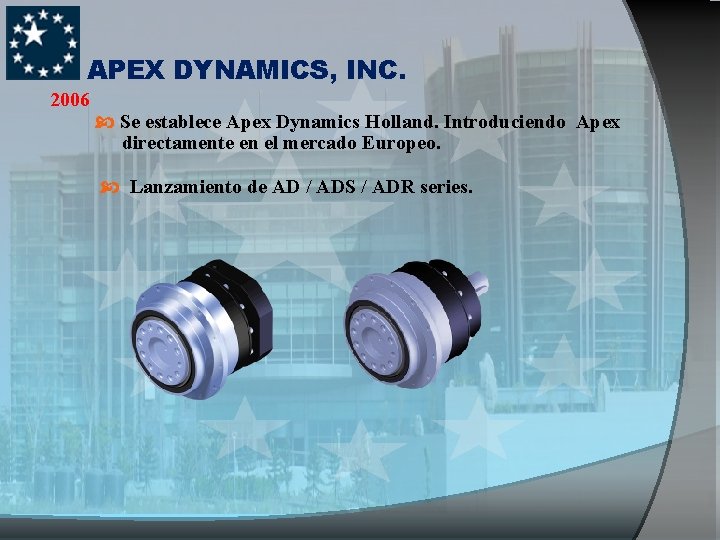 APEX DYNAMICS, INC. 2006 Se establece Apex Dynamics Holland. Introduciendo Apex directamente en el