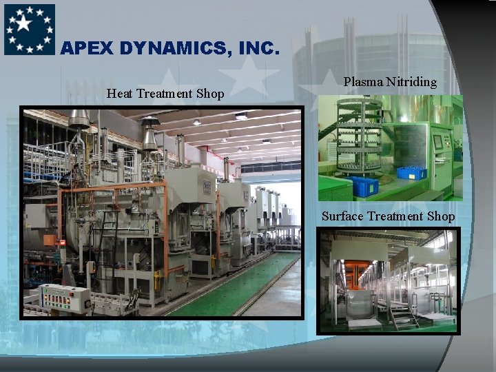APEX DYNAMICS, INC. Heat Treatment Shop Plasma Nitriding Surface Treatment Shop 