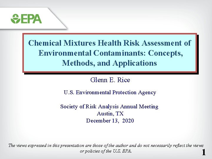 Chemical Mixtures Health Risk Assessment of Environmental Contaminants