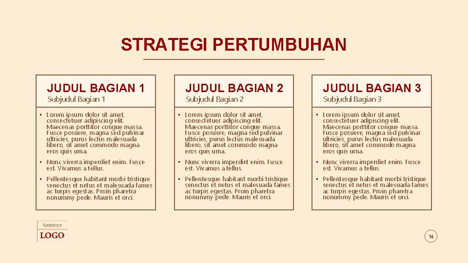 STRATEGI PERTUMBUHAN JUDUL BAGIAN 1 JUDUL BAGIAN 2 JUDUL BAGIAN 3 • Lorem ipsum