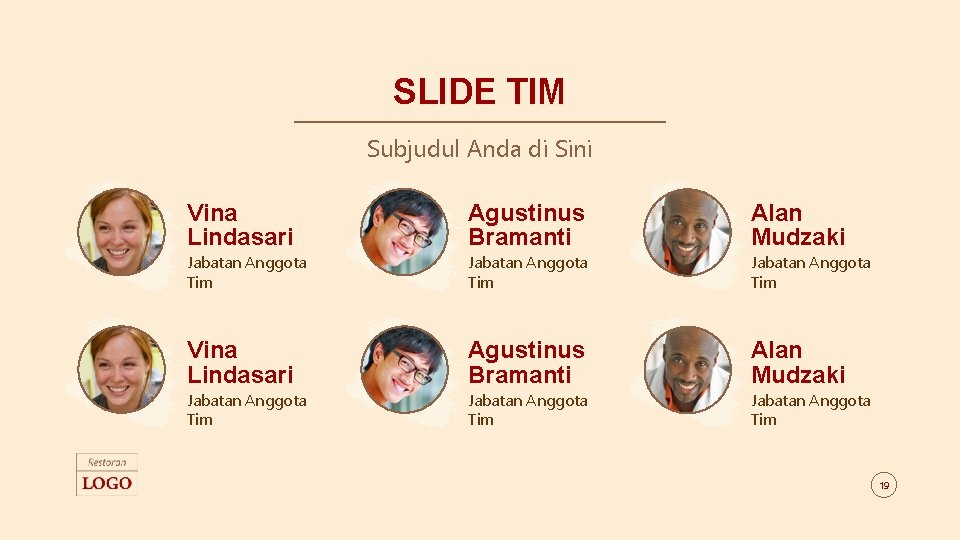 SLIDE TIM Subjudul Anda di Sini Vina Lindasari Agustinus Bramanti Alan Mudzaki Jabatan Anggota