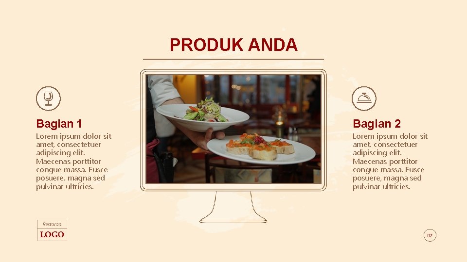 PRODUK ANDA Bagian 1 Bagian 2 Lorem ipsum dolor sit amet, consectetuer adipiscing elit.