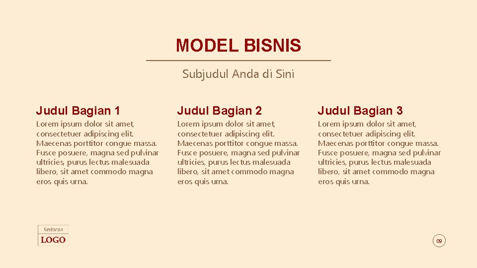 MODEL BISNIS Subjudul Anda di Sini Judul Bagian 1 Judul Bagian 2 Judul Bagian