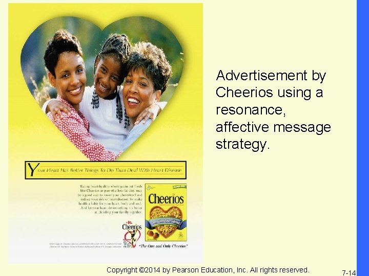 Advertisement by Cheerios using a resonance, affective message strategy. Copyright © 2014 by Pearson