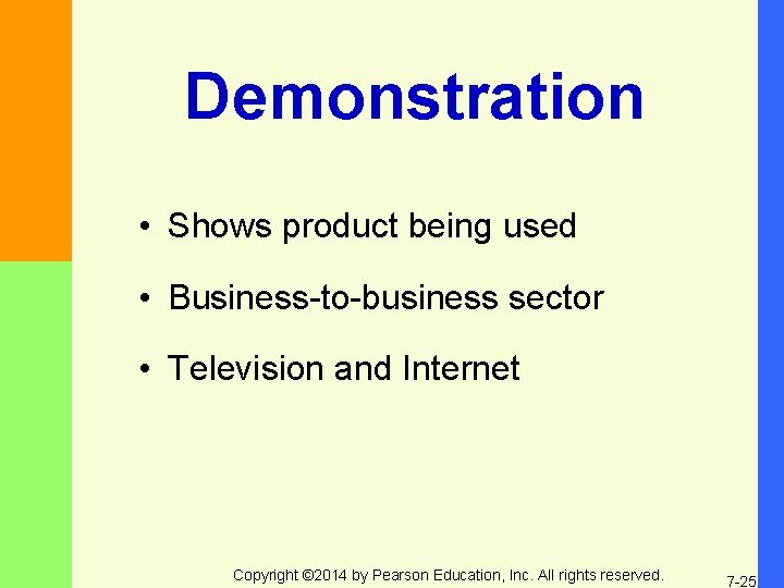 Demonstration • Shows product being used • Business-to-business sector • Television and Internet Copyright