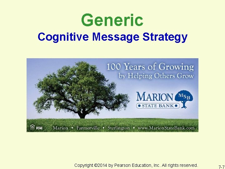 Generic Cognitive Message Strategy Copyright © 2014 by Pearson Education, Inc. All rights reserved.