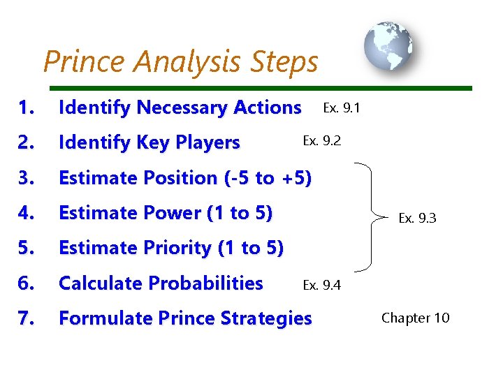 Prince Analysis Steps 1. Identify Necessary Actions 2. Identify Key Players 3. Estimate Position