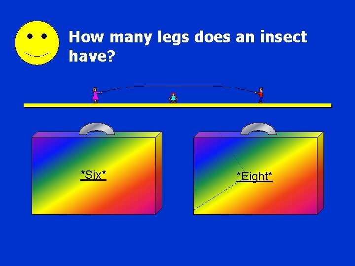 How many legs does an insect have? *Six* *Eight* 