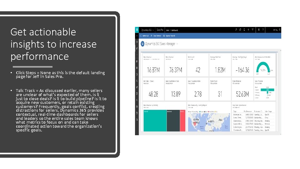 Get actionable insights to increase performance • Click Steps = None as this is