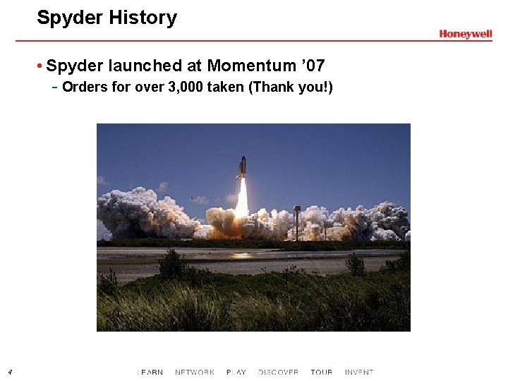 Spyder History • Spyder launched at Momentum ’ 07 - Orders for over 3,