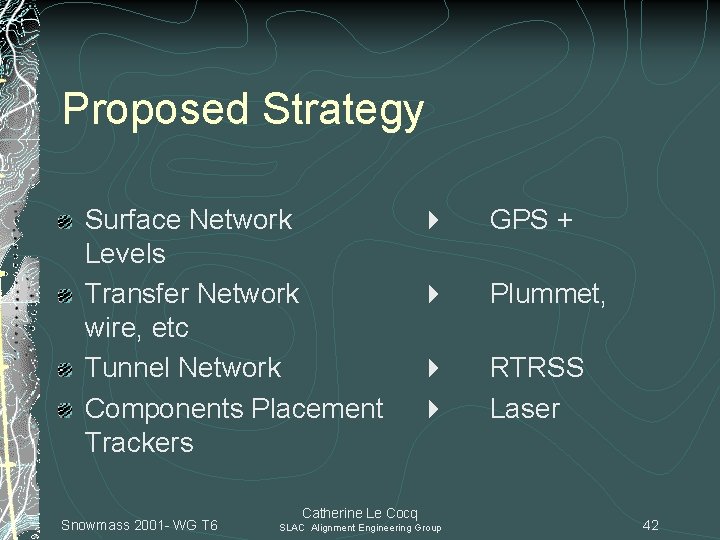 Proposed Strategy Surface Network Levels Transfer Network wire, etc Tunnel Network Components Placement Trackers