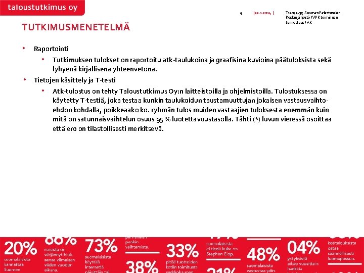 9 TUTKIMUSMENETELMÄ | 22. 1. 2014 | T 12034 -35 Suomen Pelastusalan Keskusjärjestö /