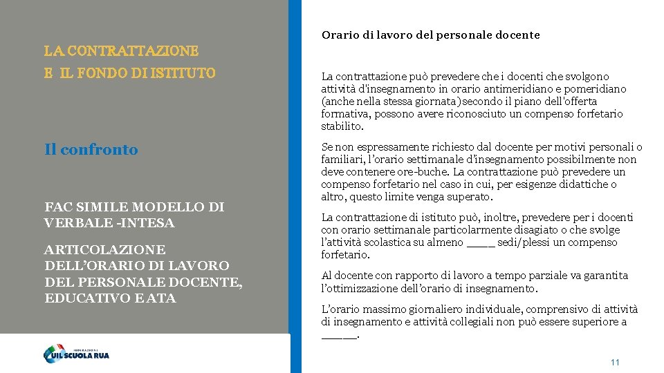 LA CONTRATTAZIONE E IL FONDO DI ISTITUTO Il confronto FAC SIMILE MODELLO DI VERBALE