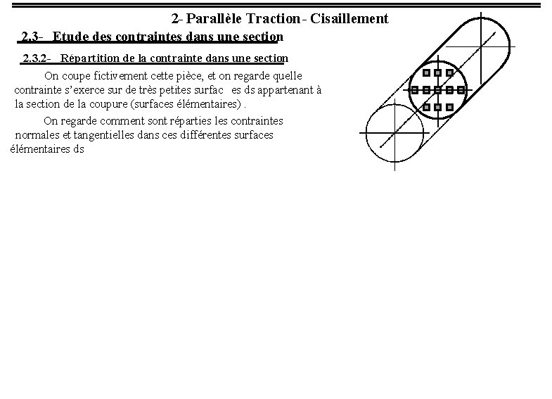 2 - Parallèle Traction - Cisaillement 2. 3 - Etude des contraintes dans une