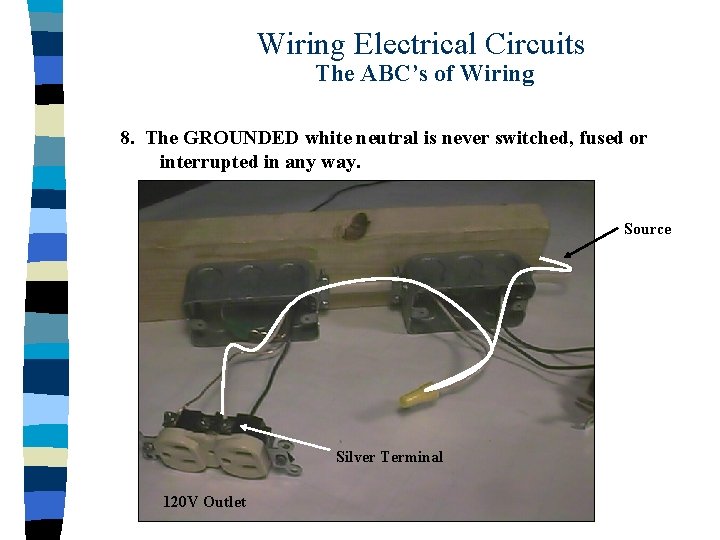 Wiring Electrical Circuits The ABC’s of Wiring 8. The GROUNDED white neutral is never