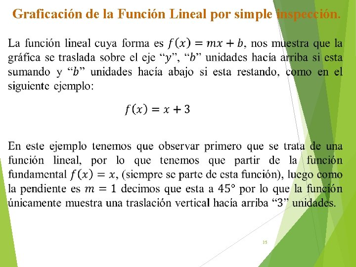 Graficación de la Función Lineal por simple inspección. 35 
