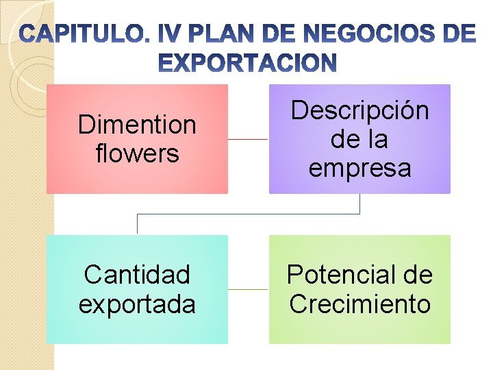 Dimention flowers Descripción de la empresa Cantidad exportada Potencial de Crecimiento 