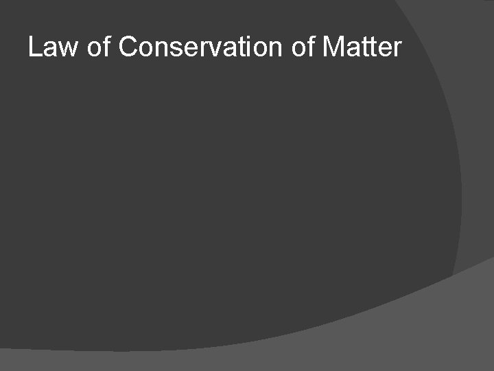 Law of Conservation of Matter 