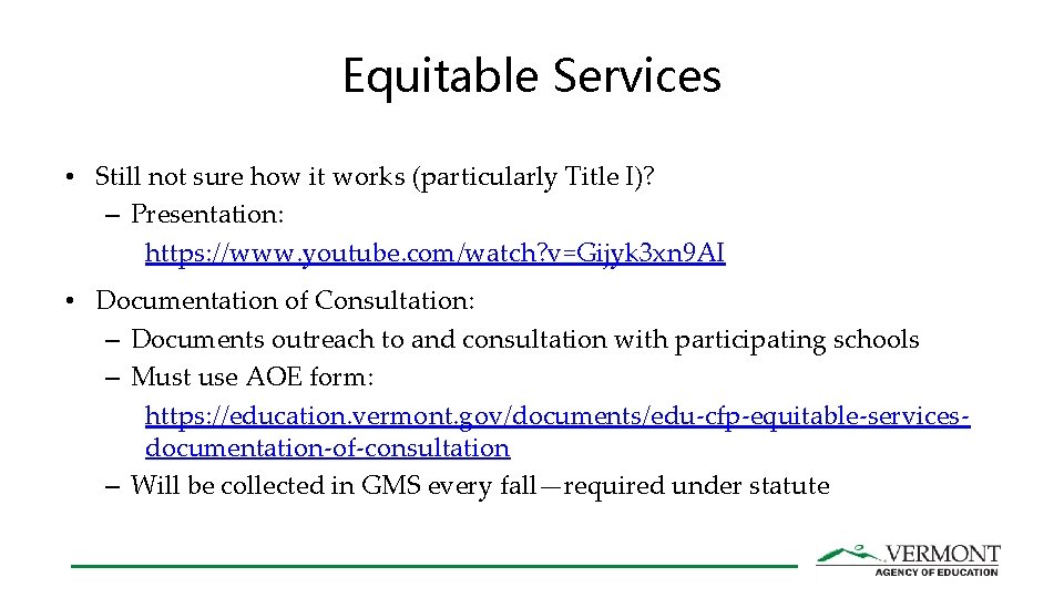 Equitable Services • Still not sure how it works (particularly Title I)? – Presentation: Equitable Services • Still not sure how it works (particularly Title I)? – Presentation: