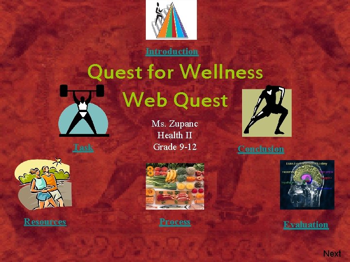 Introduction Quest for Wellness Web Quest Task Resources Ms. Zupanc Health II Grade 9