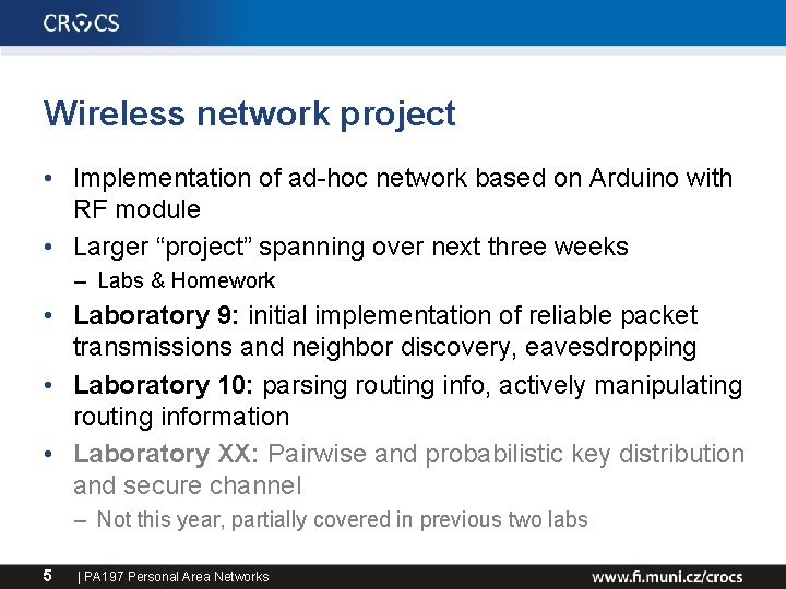 Wireless network project • Implementation of ad-hoc network based on Arduino with RF module