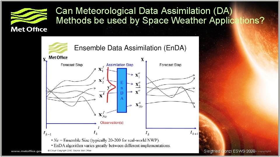 Can Meteorological Data Assimilation (DA) Methods be used by Space Weather Applications? Siegfried Gonzi