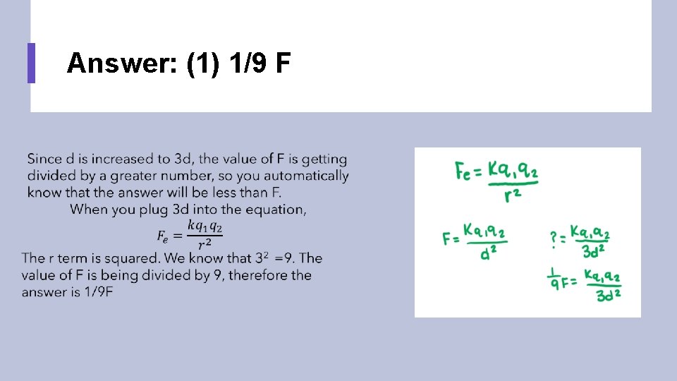 Answer: (1) 1/9 F 